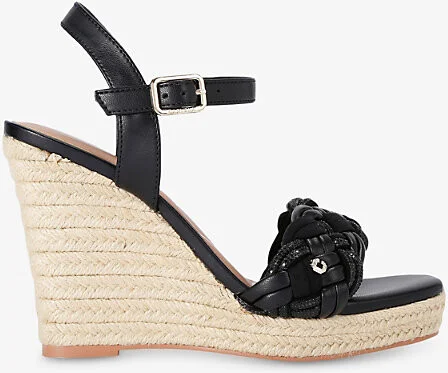 Womens Black/Comb Maiella Faux-Leather Heeled Wedges Eur 39 / 6 Uk Women