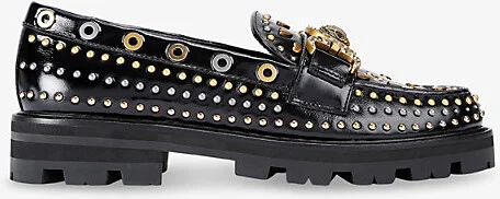 Womens Black/Comb Mansion Stud Leather Loafers Eur 35 / 2 Uk Women
