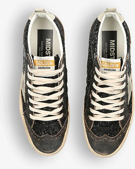 Womens Black/Comb Mid Star 90365 Glitter-Embellished Leather Mid-Top Trainers Eur 41 / 8 Uk Women - Image 2