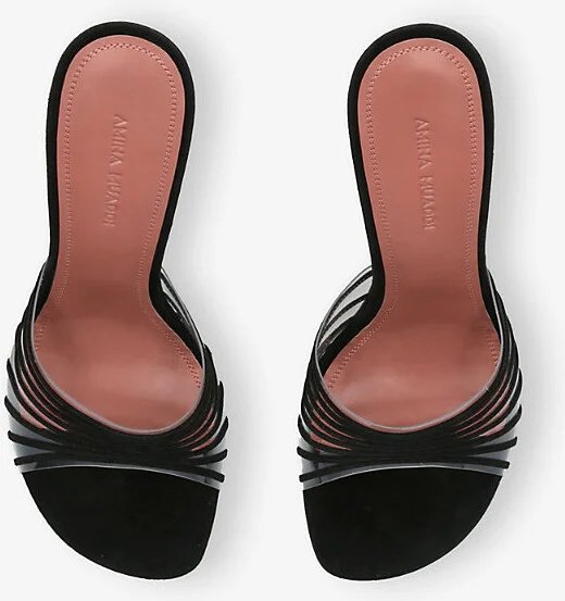 Womens Black/Comb Mookie 90 Suede and PVC Heeled Sandals Eur 39.5 / 6.5 Uk Women - Image 2