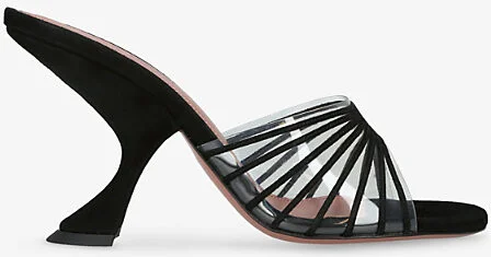 Womens Black/Comb Mookie 90 Suede and PVC Heeled Sandals Eur 39.5 / 6.5 Uk Women