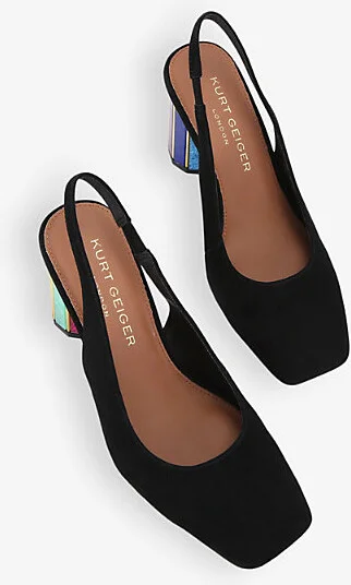 Womens Black/Comb Perspex-Heel Suede Heeled Slingback Courts Eur 39 / 6 Uk Women - Image 2