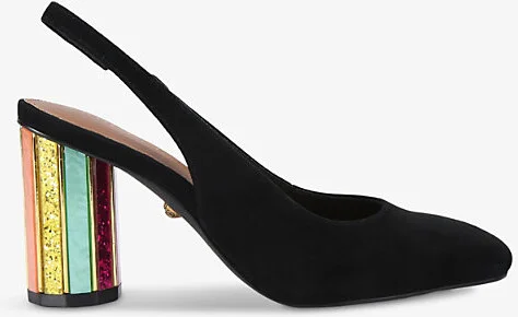Womens Black/Comb Perspex-Heel Suede Heeled Slingback Courts Eur 39 / 6 Uk Women