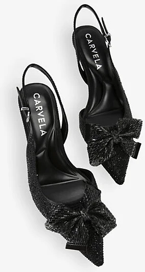 Womens Black/Comb Regal Bow Crystal-Embellished Slingback Heels Eur 41 / 8 Uk Women - Image 2