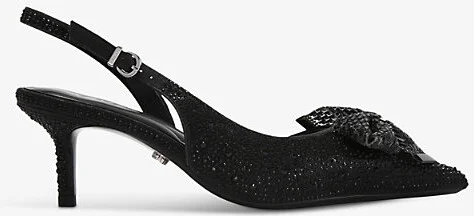 Womens Black/Comb Regal Bow Crystal-Embellished Slingback Heels Eur 41 / 8 Uk Women