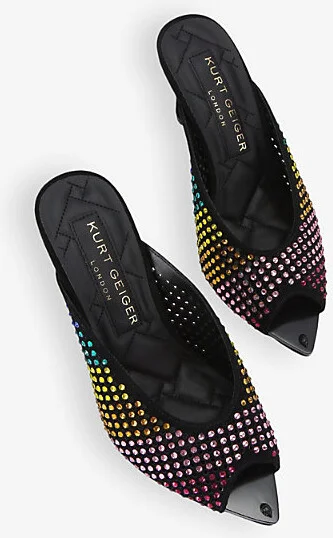 Womens Black/Comb Regent Crystal-Embellished Suede Mules Eur 37 / 4 Uk Women - Image 2