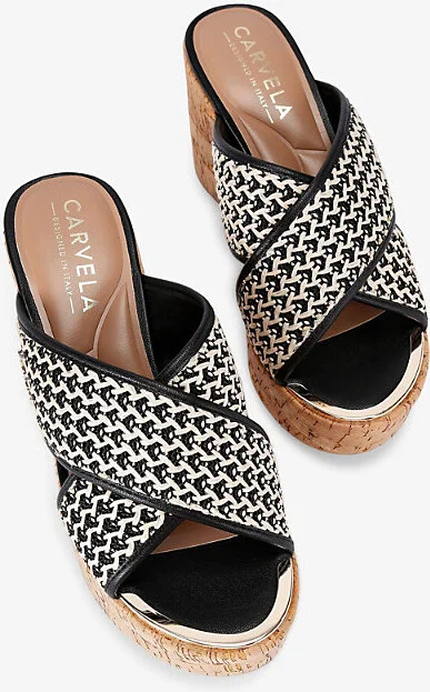 Womens Black/Comb Sorrento Crossover-Strap Raffia Wedges Eur 42/ 9 Uk Women - Image 2