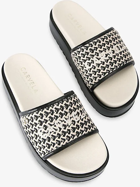 Womens Black/Comb Sorrento Flatform Faux-Leather Slider Sandals Eur 37 / 4 Uk Women - Image 2
