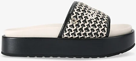 Womens Black/Comb Sorrento Flatform Faux-Leather Slider Sandals Eur 37 / 4 Uk Women