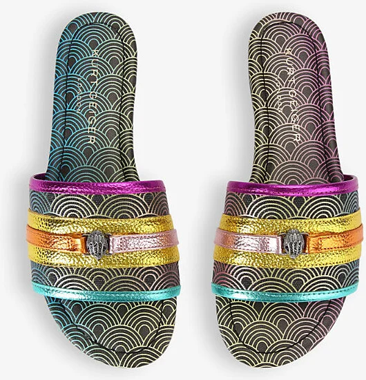 Womens Black/Comb Southbank Eagle-Embellished Leather Flat Sandals Eur 37 / 4 Uk Women - Image 2