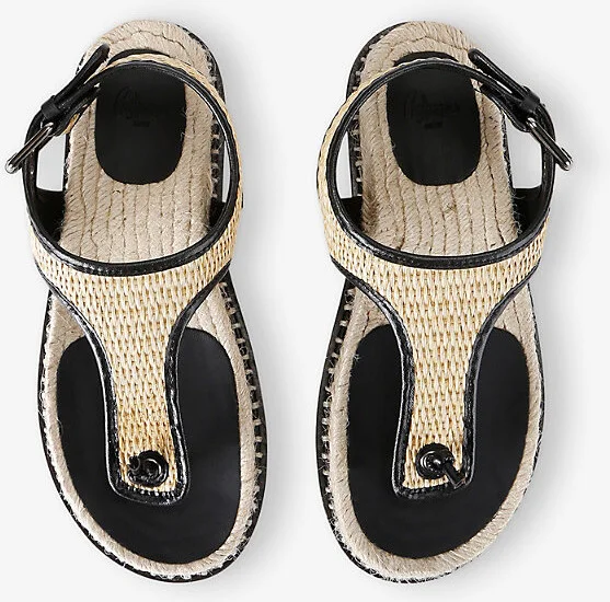 Womens Black/Comb Tamesis 104 Raffia and Leather Sandals Eur 39 / 6 Uk Women - Image 2