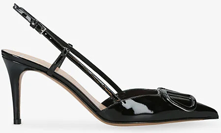 Womens Black/Comb Vlogo Sling-Back Leather Heeled Courts Eur 39.5 / 6.5 Uk Women