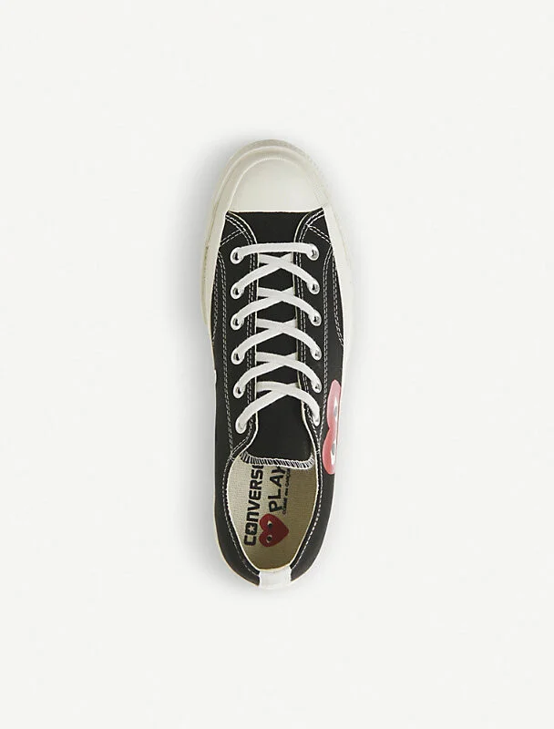 Womens Black Comme Des Garçons Play x Converse 70S Canvas Low-Top Trainers 3 - Image 2