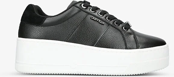 Womens Black Connect Platform-Sole Leather Trainers Eur 39 / 6 Uk Women