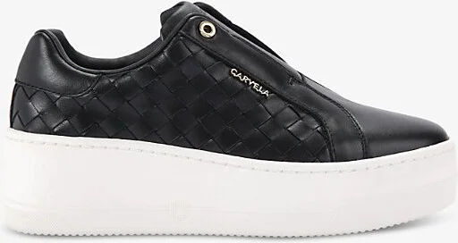 Womens Black Connected Laceless Leather Trainers Eur 40 / 7 Uk Women