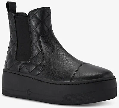 Womens Black Connected Quilted-Leather Flatform Chelsea Boots Eur 38/5 Uk Women - Image 2