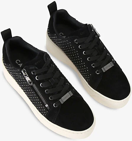 Womens Black Connected Zip Hotsox Crystal-Embellished Suede Low-Top Trainers Eur 36 / 3 Uk Women - Image 2