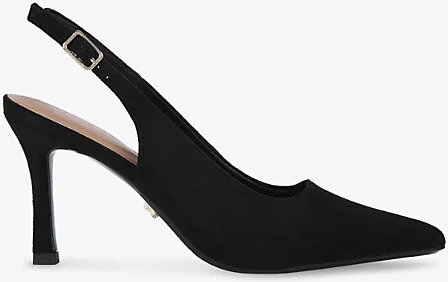 Womens Black Corletta Slingback Logo-Embellished Woven Heeled Courts Eur 41 / 8 Uk Women