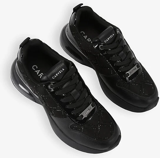 Womens Black Cosmic Diamond Jewel Rhinestone-Embellished Low-Top Trainers Eur 38/5 Uk Women - Image 2