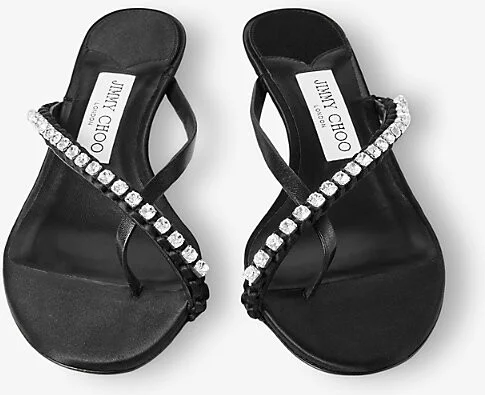 Womens Black/Crystal Dila 35 Leather Heeled Sandals 10 - Image 2