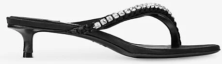 Womens Black/Crystal Dila 35 Leather Heeled Sandals 10