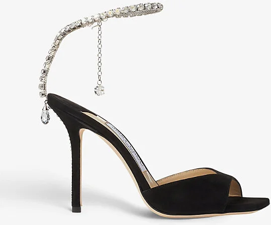 Womens Black/Crystal Saeda Crystal-Embellished Suede Courts Eur 41 / 8 Uk Women