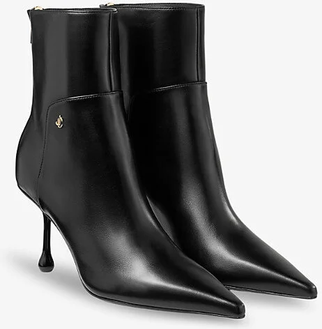 Womens Black Cycas 80 Logo-Embellished Leather Heeled Ankle Boots Eur 37.5 / 4.5 Uk Women - Image 2