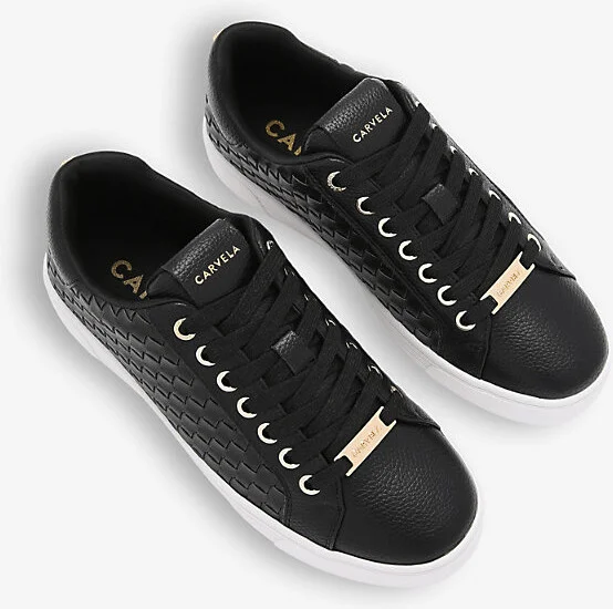 Womens Black Daze Weave Logo-Plaque Faux-Leather Low-Top Trainers Eur 40 / 7 Uk Women - Image 2
