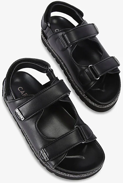 Womens Black Dazzle Embellished-Trim Leather Sandals Eur 38/5 Uk Women - Image 2