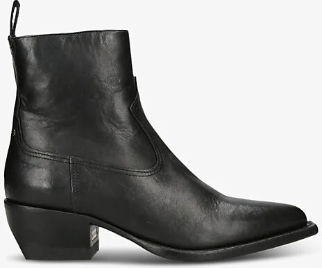 Womens Black Debbie Leather Block-Heel Ankle Boots Eur 40 / 7 Uk Women