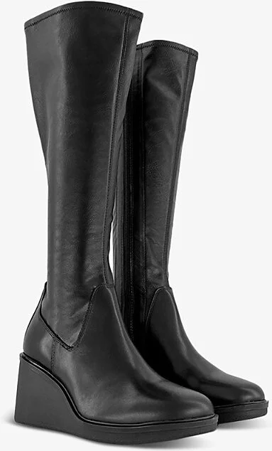 Womens Black Deena Knee-High Wedge-Heel Leather Boots Eur 37 / 4 Uk Women - Image 2