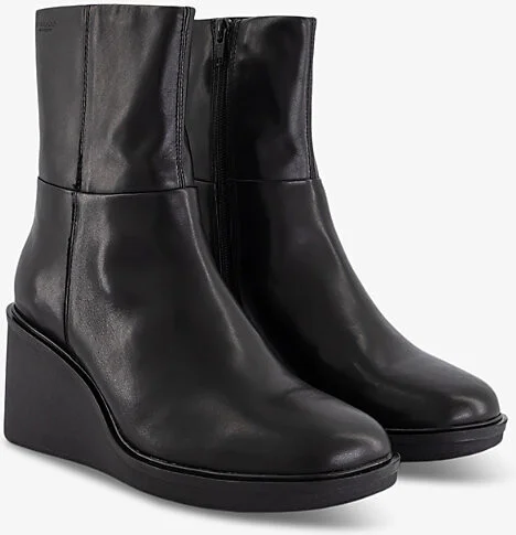 Womens Black Deena Round-Toe Leather Ankle Boots Eur 39 / 6 Uk Women - Image 2