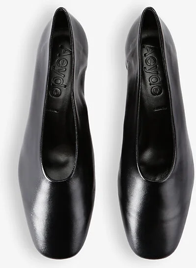 Womens Black Delia Pointed-Toe Leather Heeled Courts Eur 37 / 4 Uk Women - Image 2