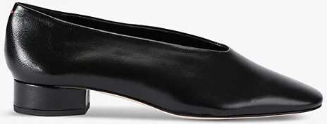 Womens Black Delia Pointed-Toe Leather Heeled Courts Eur 37 / 4 Uk Women