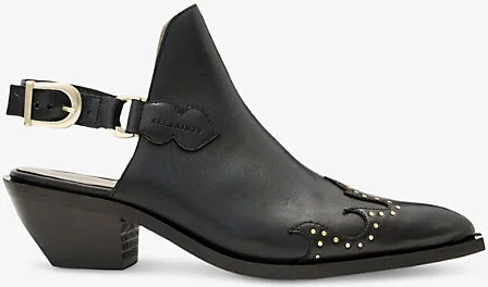 Womens Black Desola Stud-Embellished Leather Mules Eur 39 / 6 Uk Women