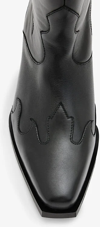 Womens Black Dolly Embroidered-Stitch Leather Western Boots Eur 36 / 3 Uk Women - Image 2