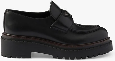 Womens Black Double Chocolate Brand-Plaque Leather Loafers Eur 35 / 2 Uk Women