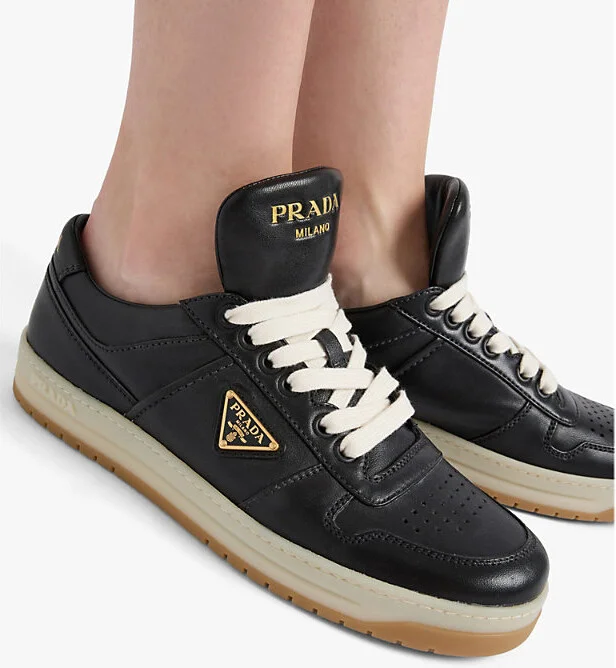 Womens Black Downtown Logo-Embellished Leather Low-Top Trainers Eur 36.5 / 3.5 Uk Women - Image 2