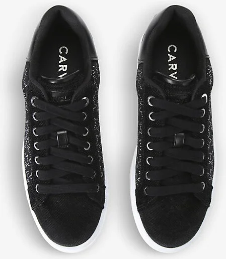 Womens Black Dream Star Crystal-Embellished Velvet Trainers Eur 39 / 6 Uk Women - Image 2