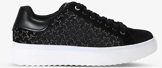 Womens Black Dream Star Crystal-Embellished Velvet Trainers Eur 39 / 6 Uk Women