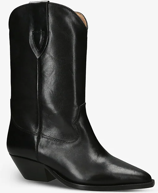 Womens Black Duerto Pointed-Toe Leather Heeled Cowboy Boots Eur 41 / 8 Uk Women - Image 2