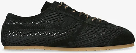 Womens Black Dustin Suede-Trim Low-Top Mesh Trainers Eur 35 / 2 Uk Women