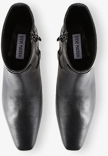 Womens Black Dusty Leather Ankle Boots Eur 37 / 4 Uk Women - Image 2