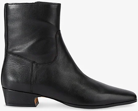 Womens Black Dusty Leather Ankle Boots Eur 37 / 4 Uk Women