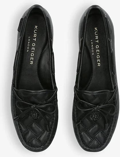 Womens Black Eagle-Embellished Leather Moccasins Eur 39 / 6 Uk Women - Image 2