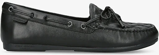 Womens Black Eagle-Embellished Leather Moccasins Eur 39 / 6 Uk Women