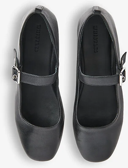 Womens Black Elba Eyelet-Embellished Leather Ballet Flats Eur 38/5 Uk Women - Image 2