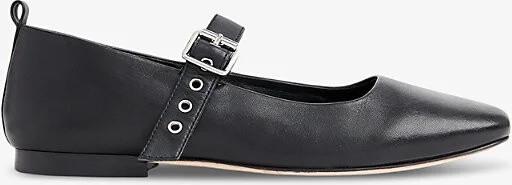 Womens Black Elba Eyelet-Embellished Leather Ballet Flats Eur 38/5 Uk Women