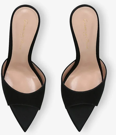 Womens Black Elle 85 Leather Heeled Mules Eur 42/ 9 Uk Women - Image 2