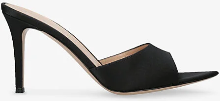 Womens Black Elle 85 Leather Heeled Mules Eur 42/ 9 Uk Women
